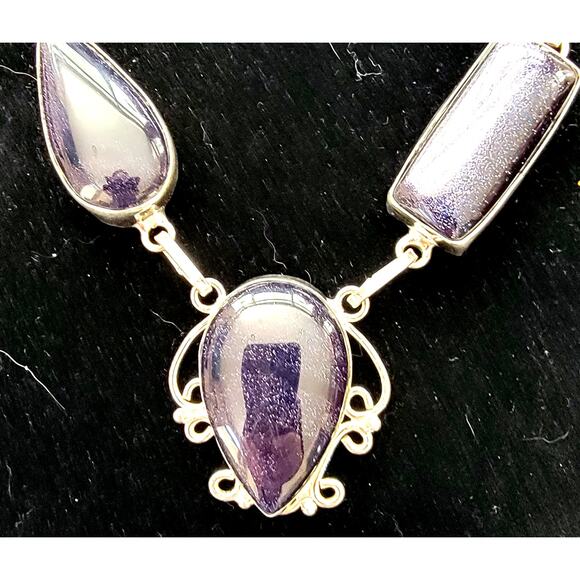 Elegant Silver Pendant Necklace with Purple Stone - 22" Sterling Silver - Picture 4 of 8